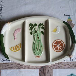 Veggie Motif Pottery Relish Tray